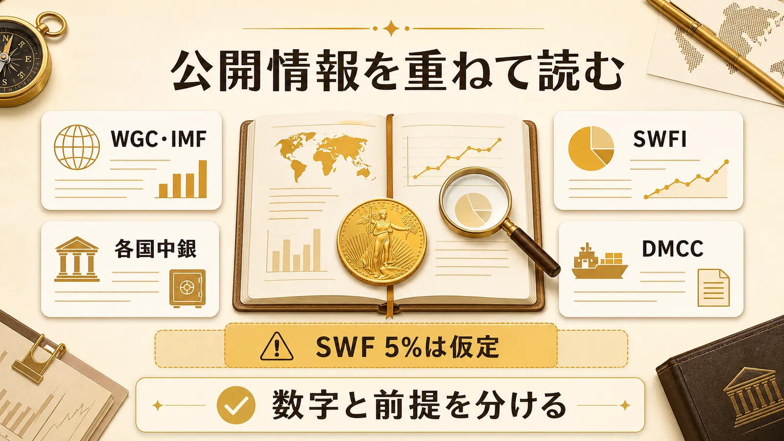 中東の金需要記事で参照した公開統計と仮定の扱いを示す図解